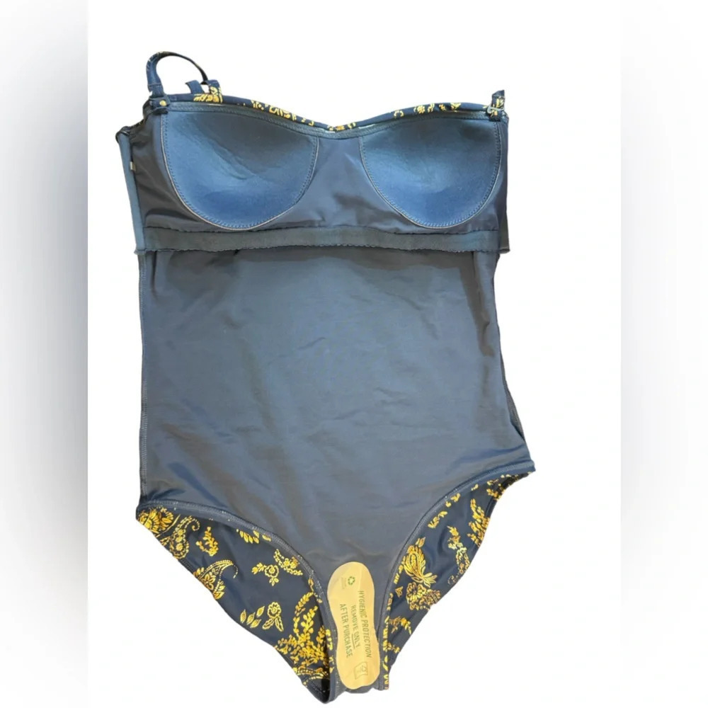 NipTuck Navy Foil Kashmir Colette Bandeau One Piece Swimsuit (sz 8) - Picture 9 of 10